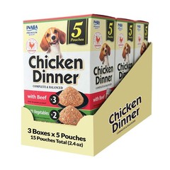 INABA Chicken Dinner for Dogs, Soft Pate Wet Dog Food, 2.4 Ounce (Pack of 15)