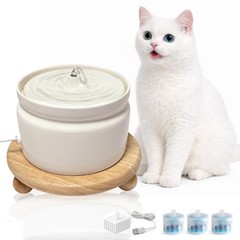 Ceramic Cat Water Fountain, 1L/32oz Automatic Pet Drinking Fountain | Quiet U…