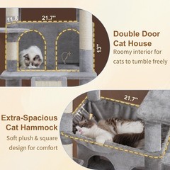 Tall Cat Tree Large Cat 80-inch Multi-Level Cat Tower Indoor Cats W/ Large