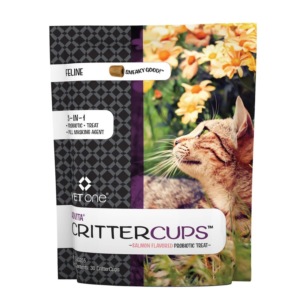 VetOne Advita CritterCups 3 in 1 Probiotic Treats for Cats 30 Count,…