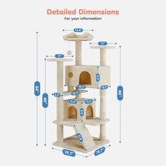 GIANNA 54-Inch Cat Tower with Large Condo, Climbing Ladder, and More Cat Stuff,