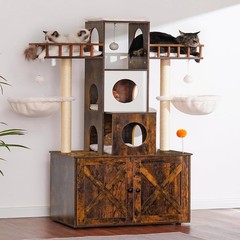 Heybly Cat Tree Litter Box Enclosure Big Cat Heavy