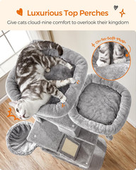 Cat Tree, 81.1-Inch Large Cat Tower, Multi-Level Plush Condo with 13 Scratching