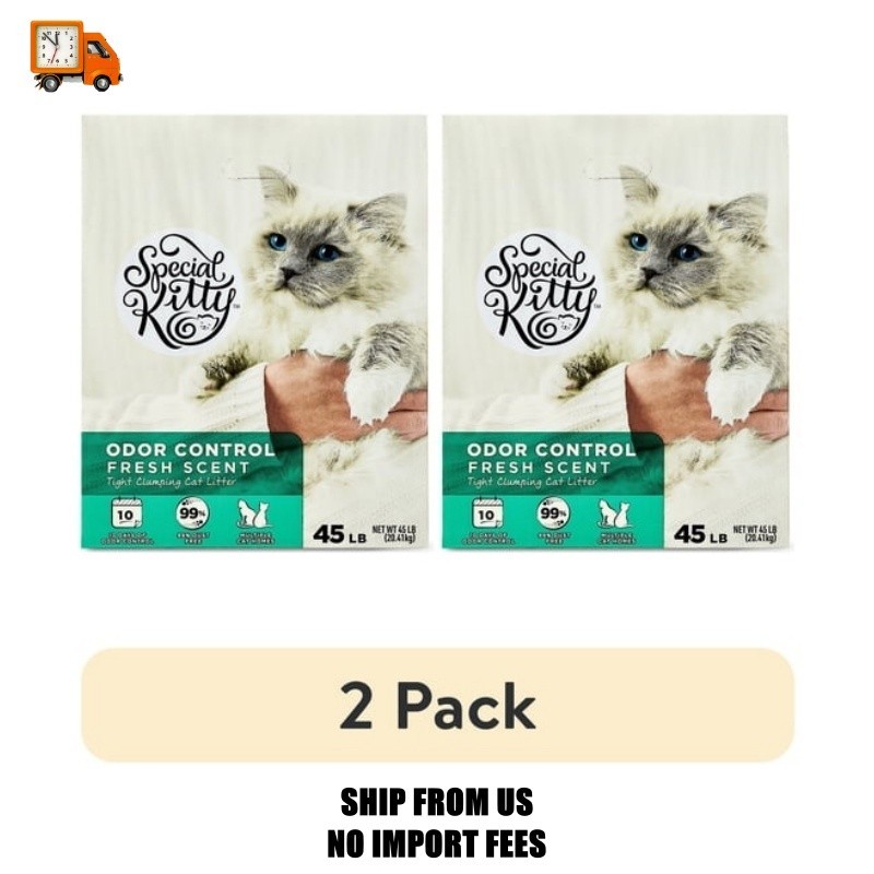 (2 pack) Special Kitty Clumping Clay Cat Litter, Fresh Scent, 45 lbs Box