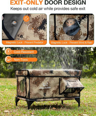 Cozy Heated Waterproof Cat House – Insulated Camouflage Shelter for Winter