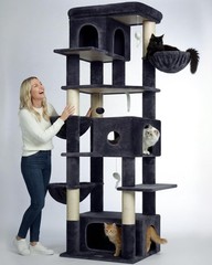 Globlazer Large Cat Tree, 80 inch Multi-Level Tall Climbing Tower Kitty Condo…
