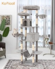 Cat Tree, 81-Inch Tall Cat Tower with Scratching 21.7″Lx 17.7″W x 81″H Grey