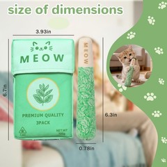 6 Pack Catnip Toys for Cat Chew Toy with 2 Bags, Organic and Safe green