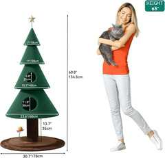 Cozy Christmas Cat Tree Tower with 2 Houses & Plaything for Indoor Cats