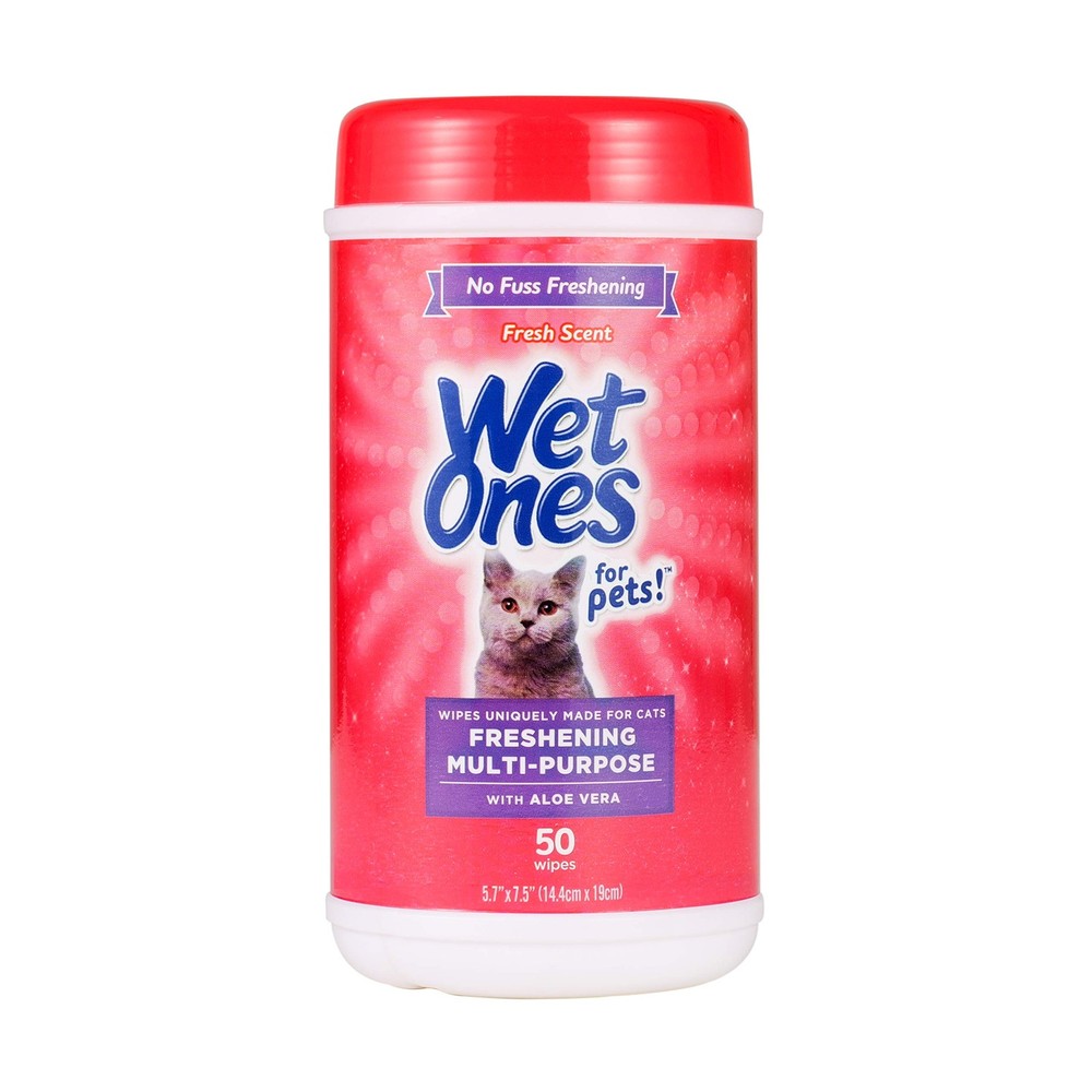 Wet Ones for Cats Freshening Wipes, Multi-Purpose Cat 50 Count (Pack of 1)