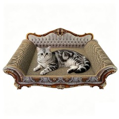 Luxury Cardboard Cat Scratcher Sofa Bed, Couch Shaped Cat Scratching Board, S…