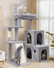 Globlazer Cat Tower for Indoor Adult Cats, 50-inch Heavy 50 inch, Light Grey