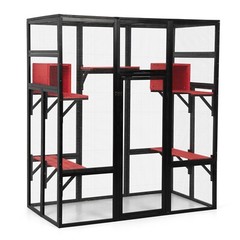 Coziwow Extra Large Catio Outdoor Cat Enclosure with Perches and Condos, Gothic