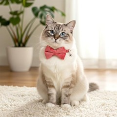 Trinkrittey 2 Pcs Solid Color Velvet Cat Collar with Bell and Removable