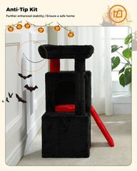 PAWZ Road Gothic Cat Tree, 30 Inches Black Cat Tower with Dual Condos for Indoor