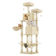 Feandrea Cat Tree, 81.1Inch Large Cat Tower, MultiLevel Plush Condo with 13 S…
