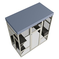 Large Wooden Cat Catio Outdoor Cat House Play & Run Enclosure Cage with Platform