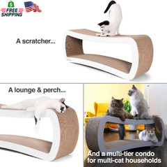 Petfusion Jumbo Cat Scratcher Lounge, White. 39 X 11 X 14 Inch 4 Cardboard Scrat