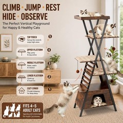 72.5″ Modern Cat Tree Tower Multi-Level Condo W/Caves Perch Bed Scratching Board