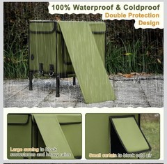 Heated Cat House Pet Outdoor Winter Insulated Green 16.5″x12.5″x17.7″