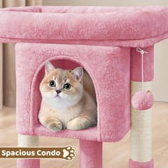 23.5in Cat Tree Tower, Cat Condo with Sisal-Covered Scratching Posts, Pink