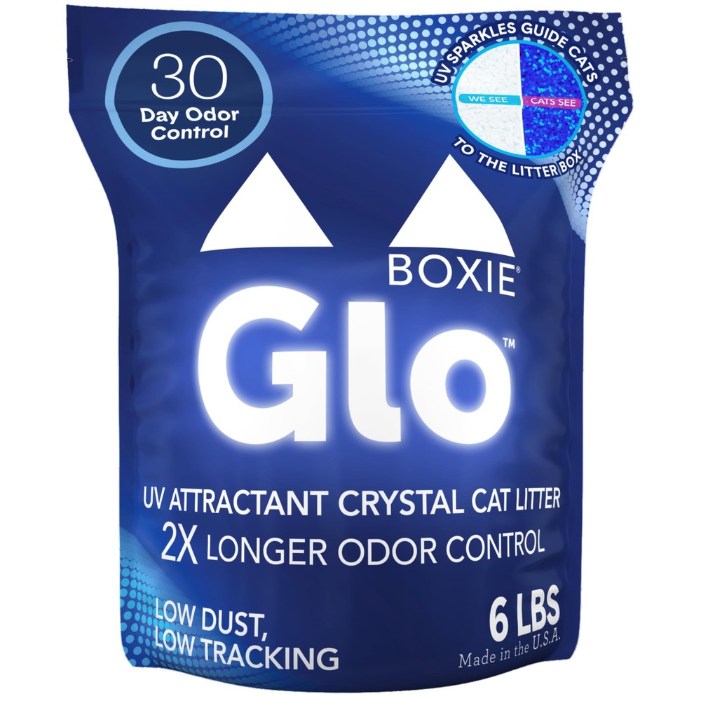 Boxie® Glo™ 30 Day Odor Control Non-Clumping Crystal Cat Litter, 6 lb, Natura…