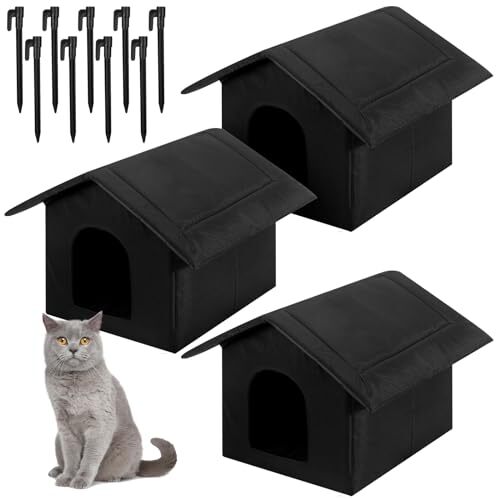 3 Pcs Outdoor Cat House Feral Weatherproof Stray Cat Dog Tent Shelter