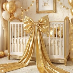 Giant Shiny Bow Decoration with Metal Clip 82 Inches Extra Large Bow with Gold