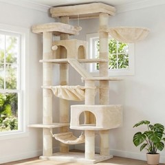 Cat Tree 71-Inch Tall Tower Indoor Cats W/ 2 Perches 2 Big Condos 2 Hammocks