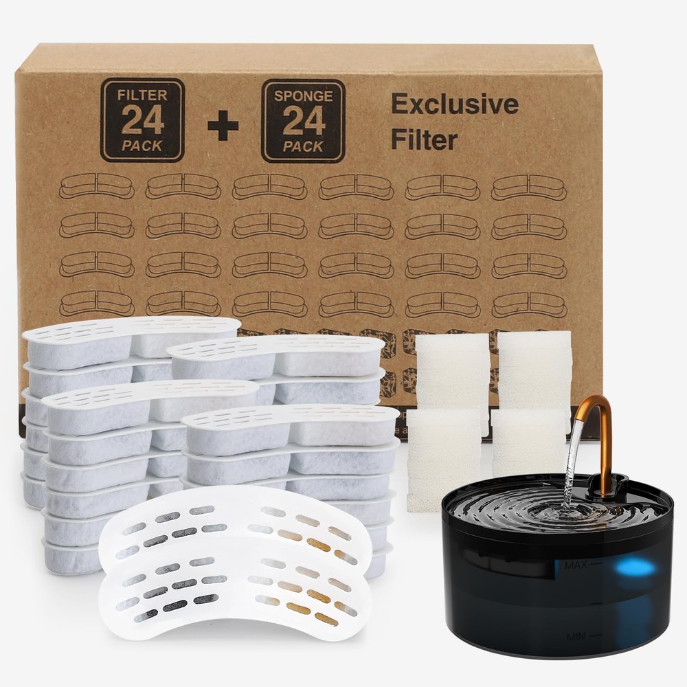 Misfans S003,S005 Exclusive 24 set Cat Fountain Filter Replacement, 24 Pack