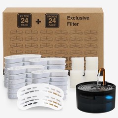 Misfans S003,S005 Exclusive 24 set Cat Fountain Filter Replacement, 24 Pack