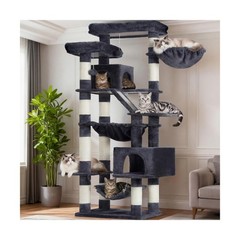 Heybly Cat Tree, 71-Inch-Tall Tower for Indoor Cats with 2 Perches, 2 Big Con…