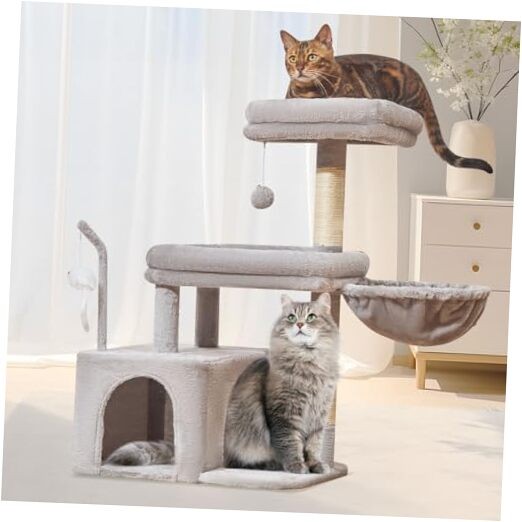 Cat Tree, 32.2-Inch Cat Tower for Indoors Cats, Cat Condo with M Light Gray