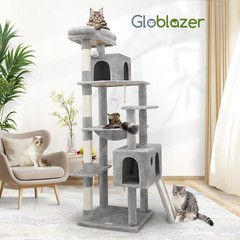 Globlazer Heavy Duty Cat Tree, 70 inch Sturdy Tree for 70inch, Light Grey