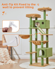 71-Inch Large Cat Tree for Large Cats, Plush Multi-Level Cat Condo with 8 Scratc