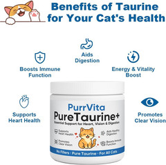 PurrVita Taurine for Cats, Pure Taurine Supplement for Cats Powder, Grade Amino