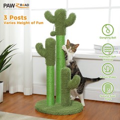 PAWZ Road Cactus Cat Scratching Post Sisal Scratcher with 3 Scratching Poles 35″