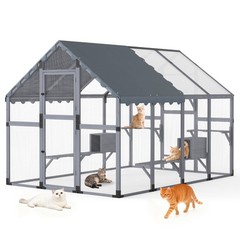 COZIWOW 108″ Outdoor Large Cat Enclosure Wooden Cat Catio Outside Window Access