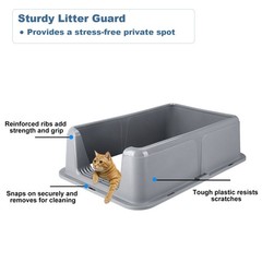 XL Stainless Steel Cat Litter Box Extra Large Litter Pan High Side w/ Scoop Mat