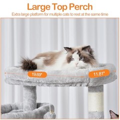 Cat Tree, 71-Inch-Tall Tower for Indoor Cats with 2 71 inch Light Gary