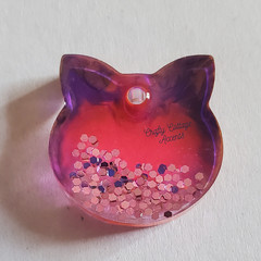 Handmade Resin Cat ID Tag Collar Charm Pink Purple Glitter Pet Accessory Gift
