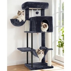 Durable Cat Tree Tower W/ Hanging Basket Sisal Rope & Cozy Condo Indoor Cats New