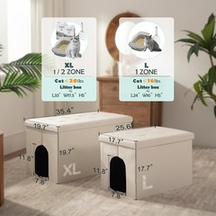 Elegant Cat Washroom Bench – Large Hidden Litter Box Enclosure, 25.6” x 17.7”