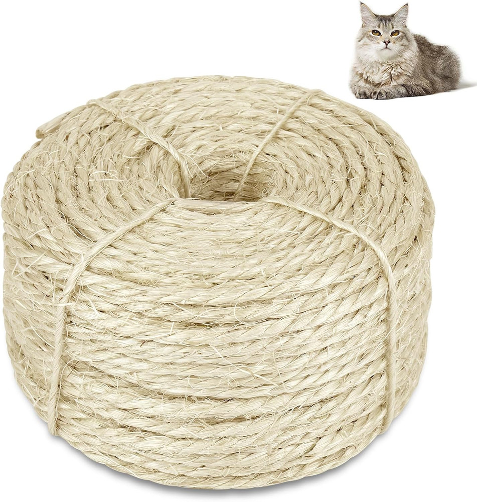 164 Feet Sisal Rope for Cat Scratching Post, 1/6 Inch Natural Cat Tree Rope