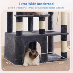 Cat Tree, 71-Inch Tall Cat Tower for Large Maine Coon Cats with Extra-Large Base