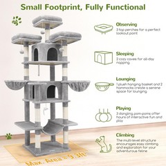 Globlazer Big Cat Tower for Indoor Cats, 80inch Cat Tower for Multiple Adult …