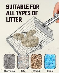 Ergonomic XL Cat Litter Scoop – Stainless Steel with Deep Shovel Design for Cats