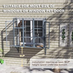 PawHut Catio Outdoor, Cat Window Catio for 2-3 Cats, for Playing Sunbathing