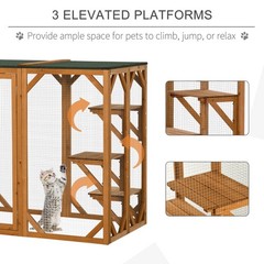 Cat House Cage Pet Catio Enclosure Outdoor Large with Platform for Multiple Cats