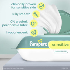 2P Pampers Sensitive Baby Wipes Unscented, 12 Pack, 1008 Total